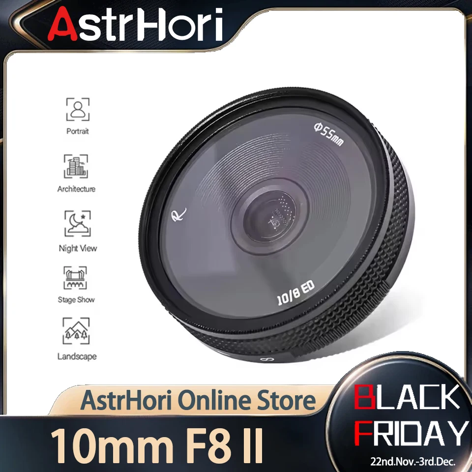 AstrHori 10mm F8 II APS-C Fisheye Lens for Lanscape compatible with Sony NEX-3R Olympus G5 Fuji X-T1 X-T10