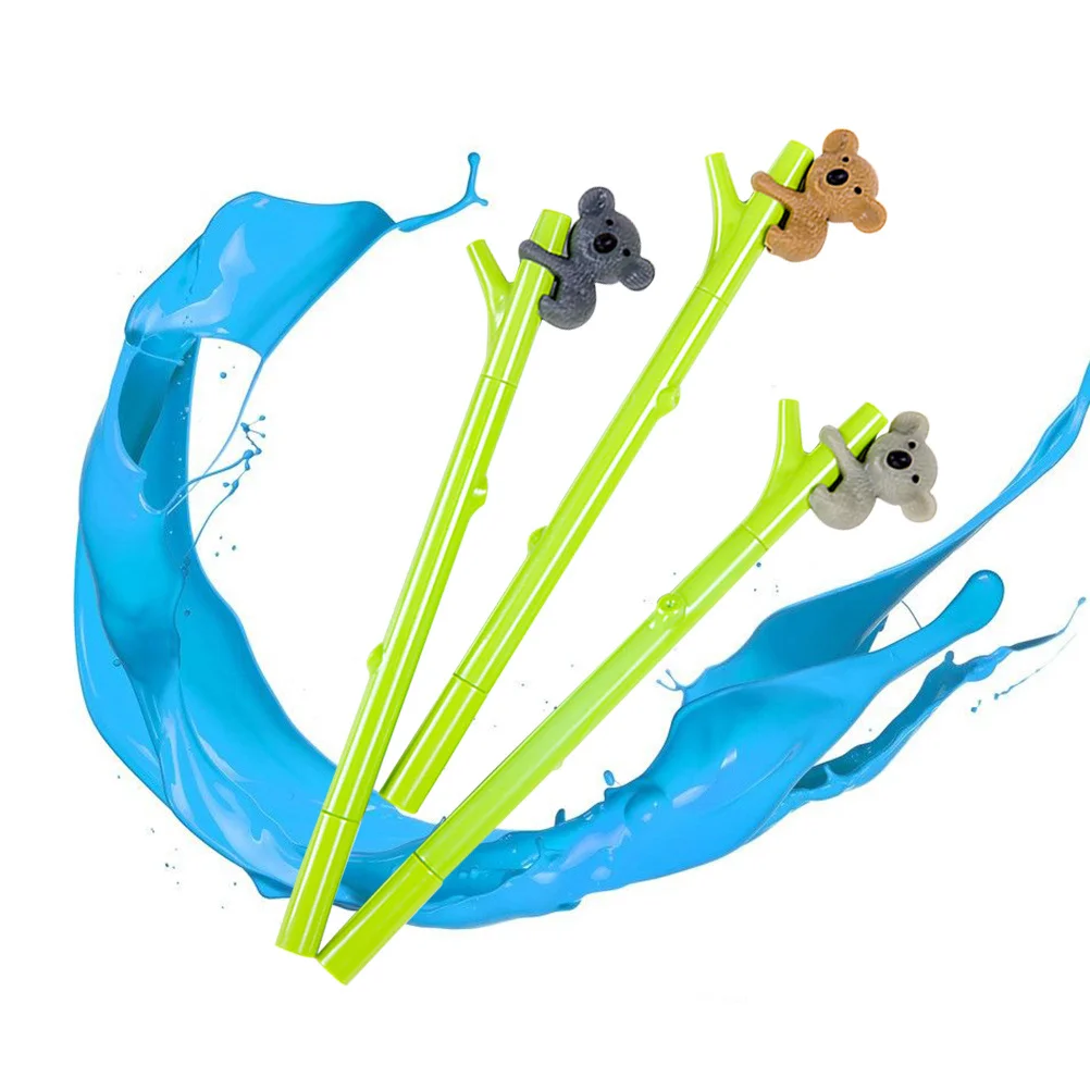 3 قطع من قلم كارتون الدب الكوالا رمادي داكن كاكي رمادي فاتح كتابة سلسة حبر طويل الأمد هدايا تصميم لطيف #3