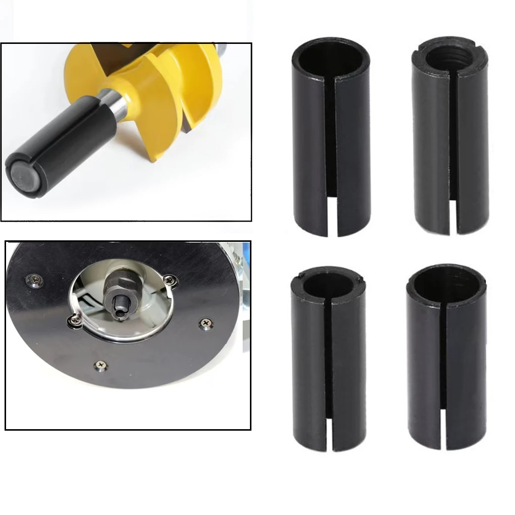 4pcs Router Bit Router Collet High Precision Adapter Collet Milling Cutter Tool 6/8/10/12/12.7mm For Engraving Bit Machine