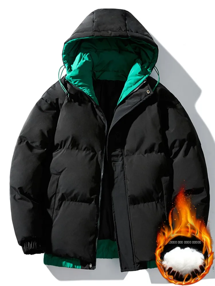 

Мужская зимняя утепленная хлопковая куртка с капюшоном, свободного кроя, модная, брендовая, повседневная, теплая, из полиэфирного волокна, водоотталкивающая