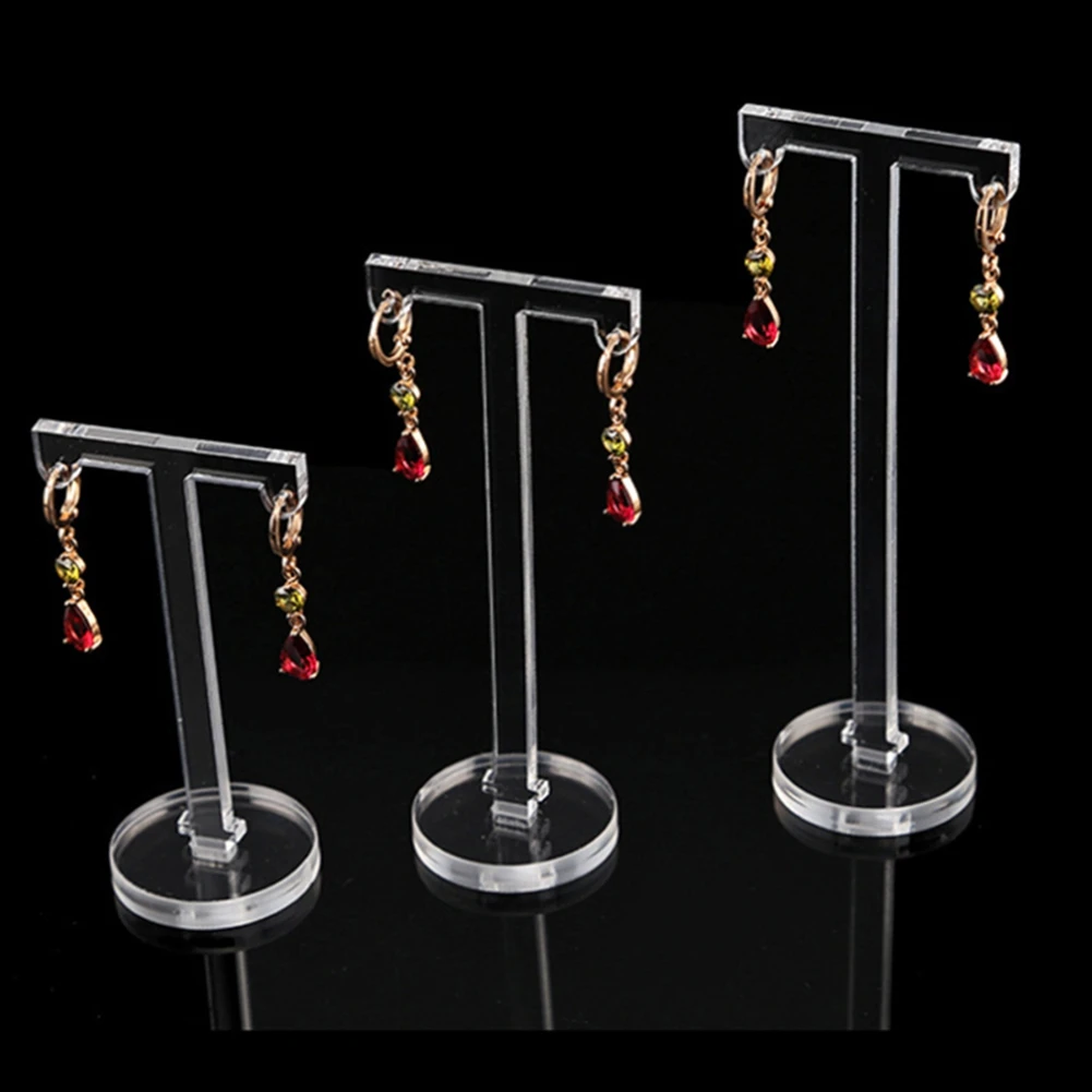 Super Deals 3Pcs Acrylic T Shape Earring Display Earring Holder Earring Stand Jewelry Organizer Earring Jewellery Showing image 3