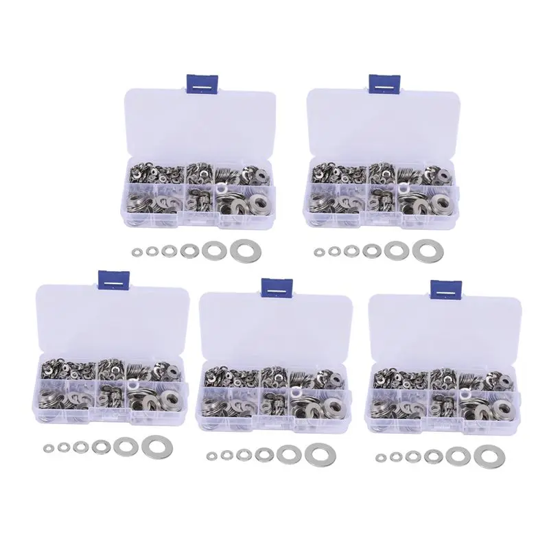 

Набор плоских шайб-прокладок LICE-3300 шт. (M3, M5, M6, M8, M10) из нержавеющей стали для винтов и болтов