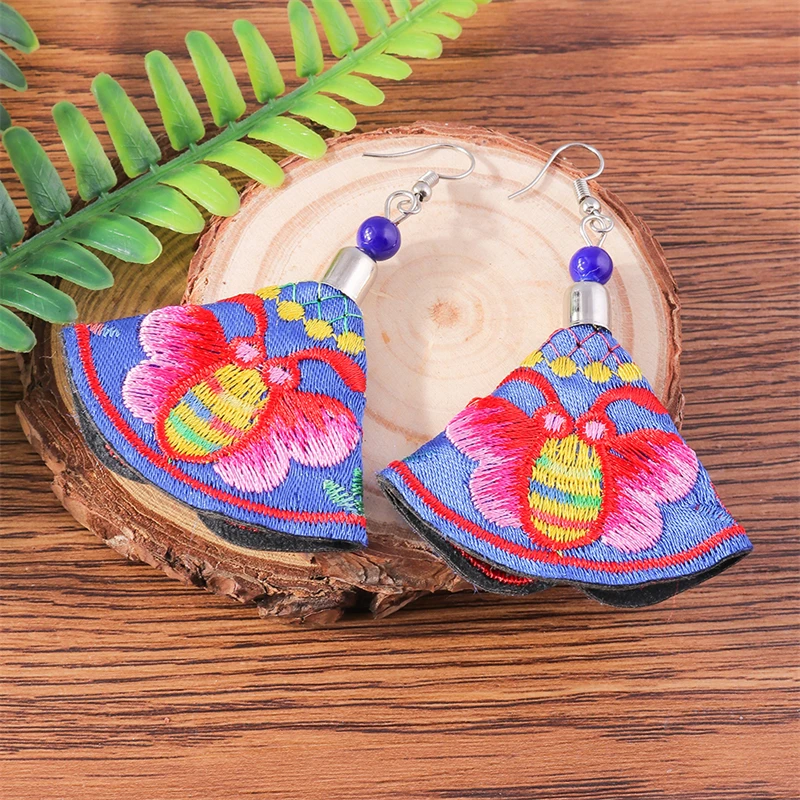 Bohemian Handmade Embroidery Bee Drop Earrings for Women Girls Party Holiday Jewelry Accessories
