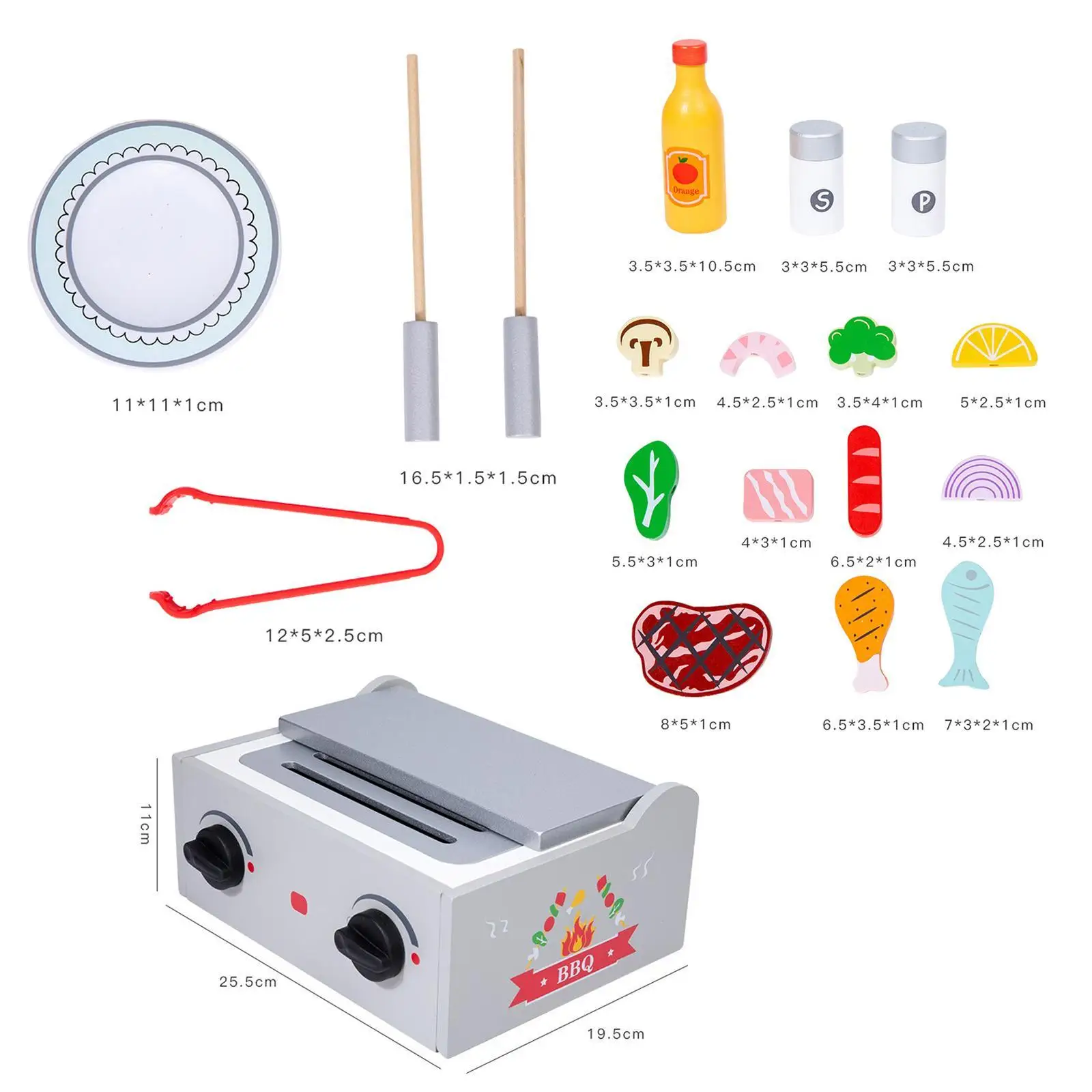 Juego de comida para barbacoa de madera, juguetes para parrilla para niños, juego de juguetes de cocina, juego de cocina para barbacoa para niños pequeños, regalos de cumpleaños