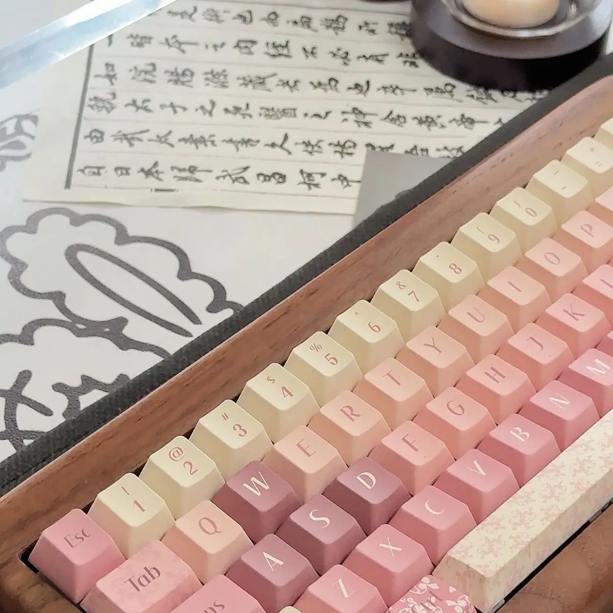 Pink Secret Garden Keycaps Cherry PBT Material For Mechanical Keyboards Gentle Simple And Cute Style Keycaps