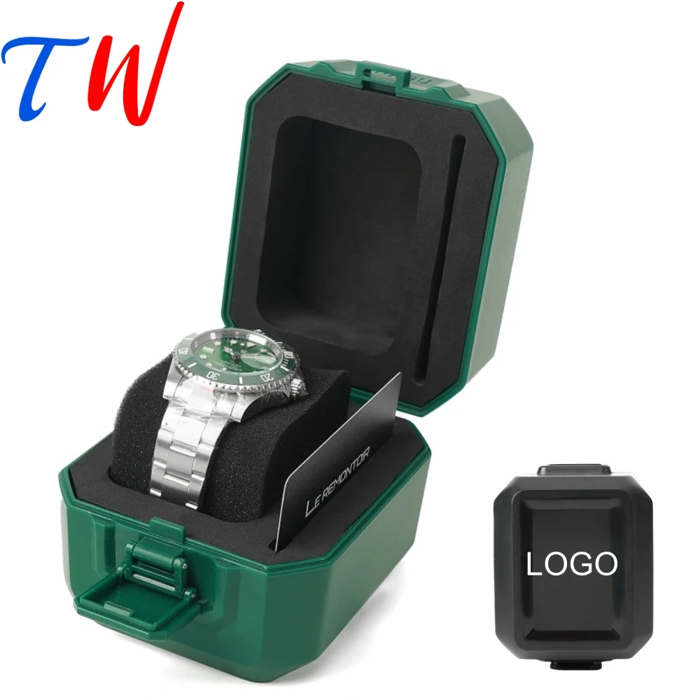 Business Transportation Watch Storage Box Free Customized Logo ABS Material Safety Buckle Watch Case Box with Card Slot Organize