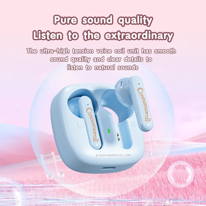 Bluetooth 5.4ワイヤレスヘッドセット,h19,h19,tws,hello kitty,cawaii,cinnamoroll,ノイズリダクション