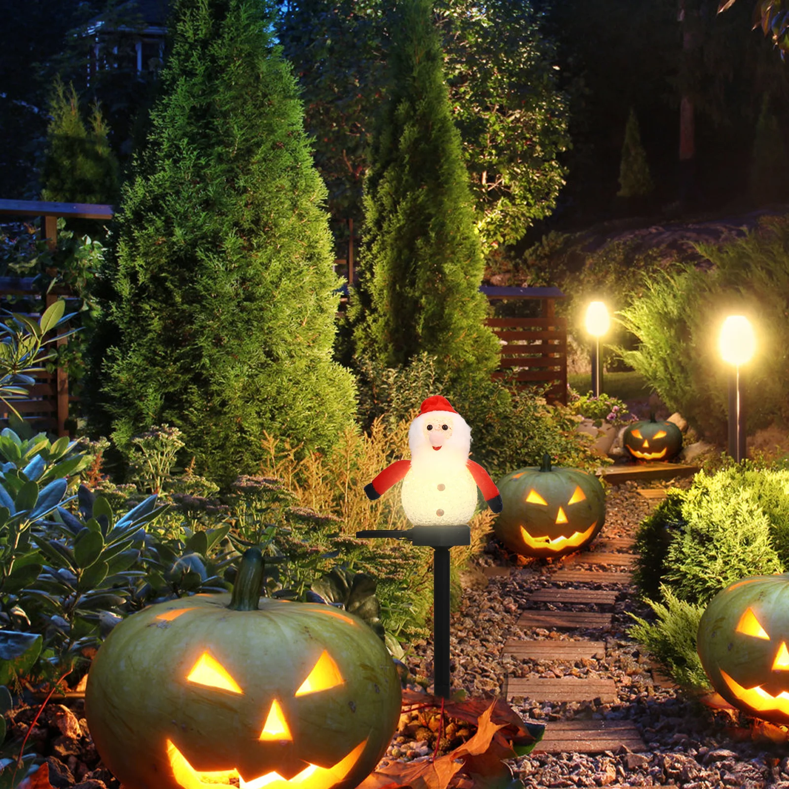 

1Pcs Solar Christmas Light Santa Claus Ground Insert Lamp Garden Lawn Outdoor Yard Xmas Decor Santa Claus Light