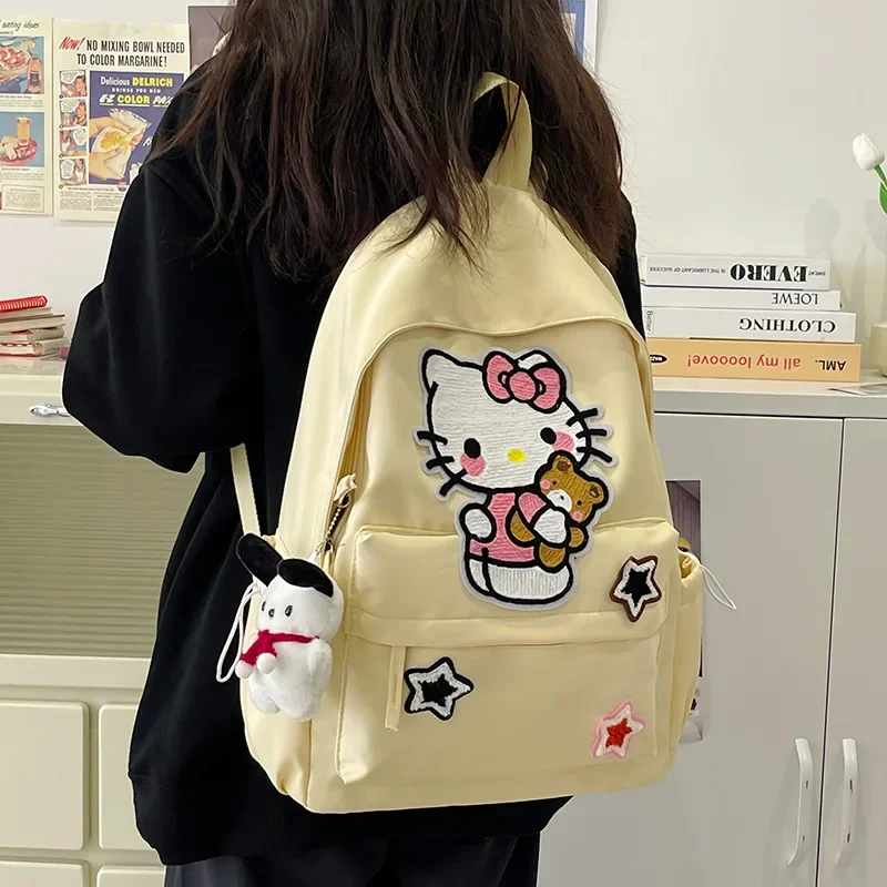 Sanrio Hello Kitty Kawaii High Value Schoolbag Large Capacity Cute Girl Heart Fashion Temperament Simple Students Joker Backpack