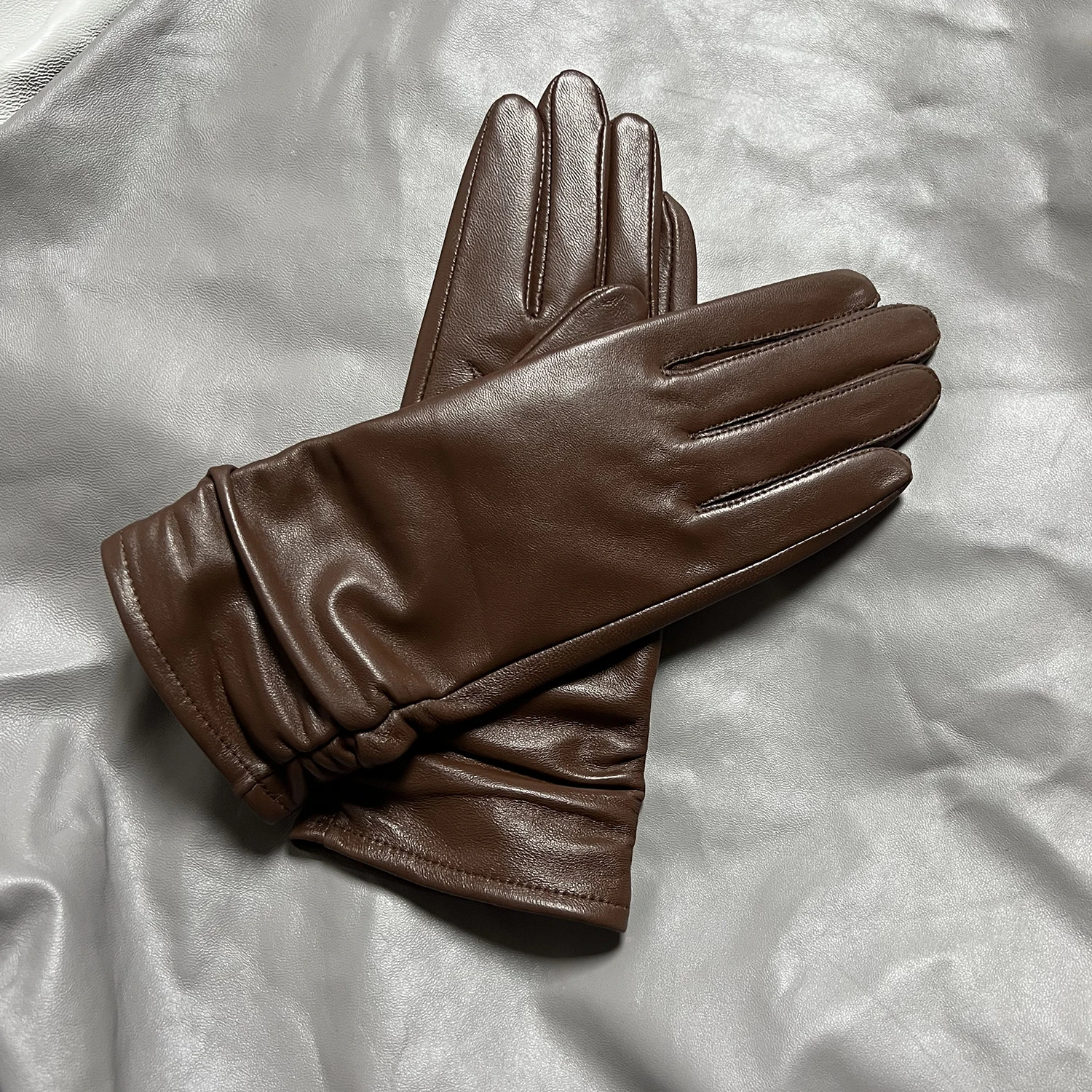guantes-de-piel-de-oveja-plisados-de-moda-para-mujer-color-cafe-guantes-de-cuero-de-longitud-media-con-pantalla-tactil-para-hombre-talla-grande