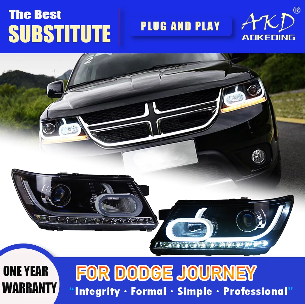 AKD Head Lamp for Dodge Journey LED Headlight 2008-2019 Headlights Journey DRL Turn Signal Freemont Angel Eye Projector