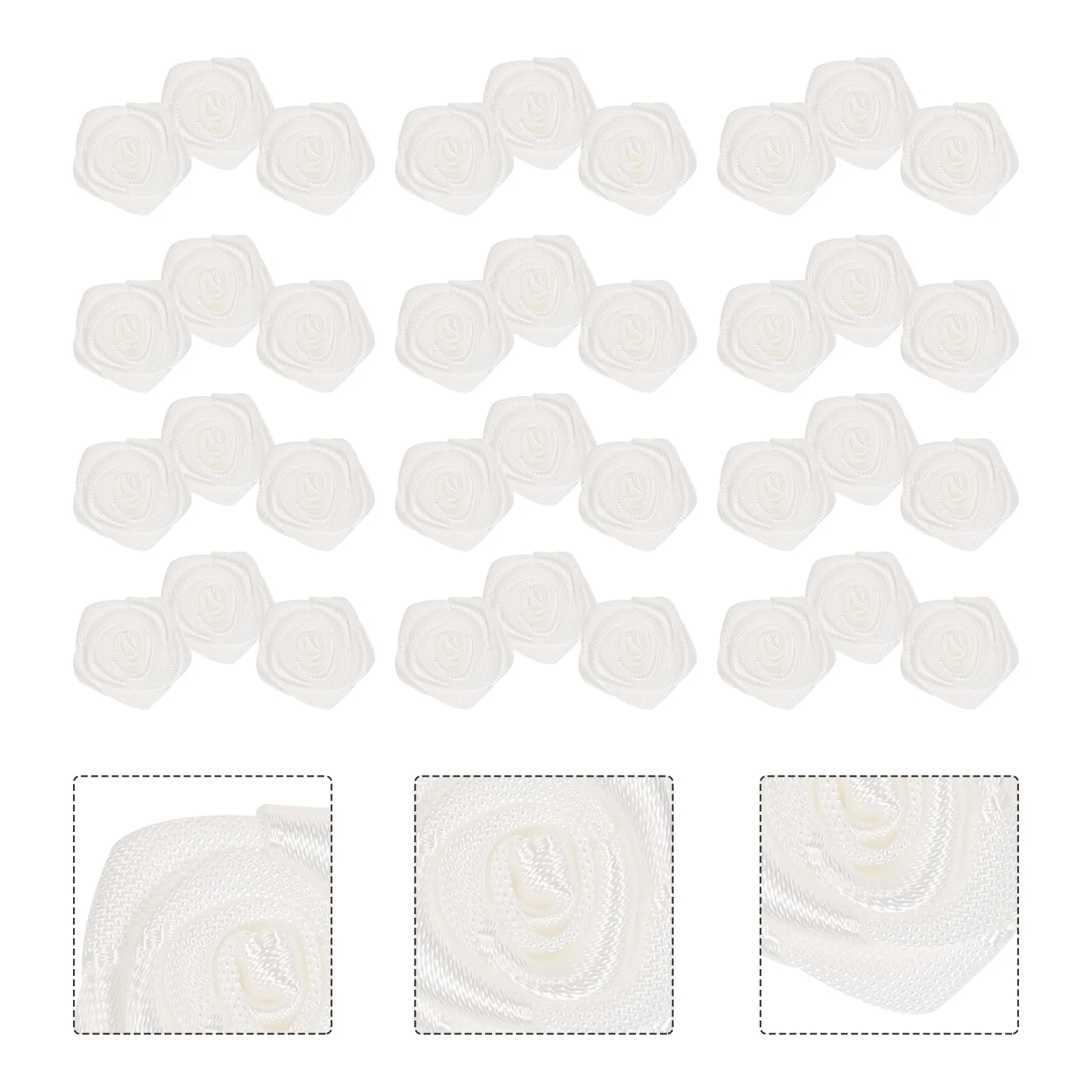 

100 Pcs Ribbon Roses Sewing Accessories DIY Embroidery Decors Flowers Appliques Decorative Floral