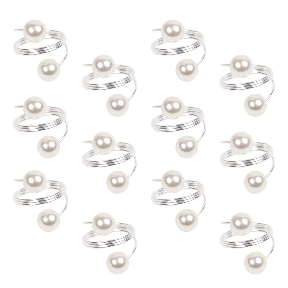 

12 Pcs Pearl Napkin Rings Serviette Buckle Elegant Table Accessories Christmas Dinner Party Decorations Napkin Holders