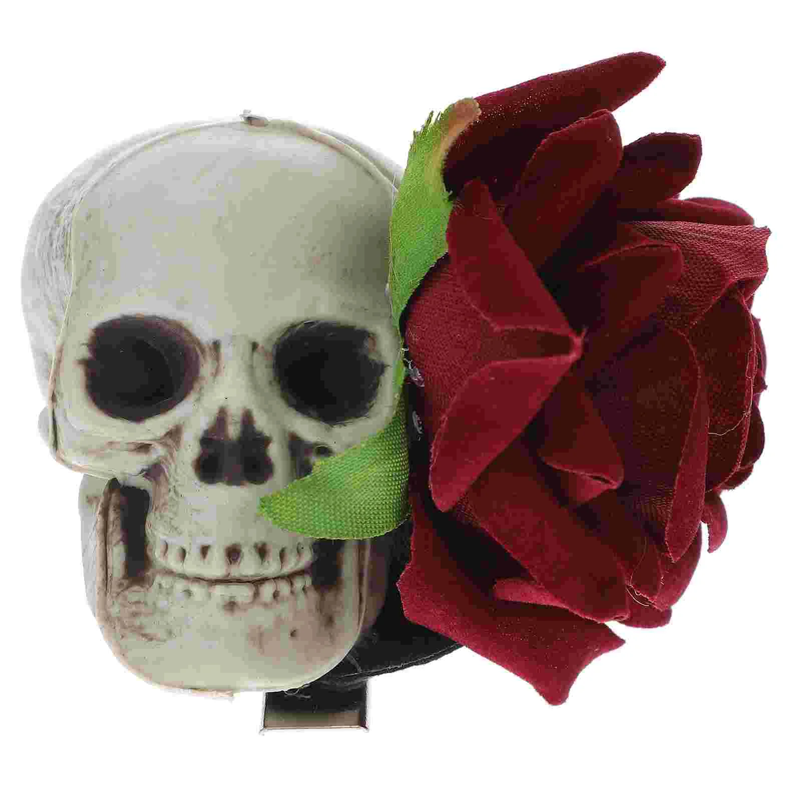 

1pc Halloween Themed Headdress Skull Rose Hair Clip Hair Decor Assorted Color Halloween hair clip skull rose hair pin