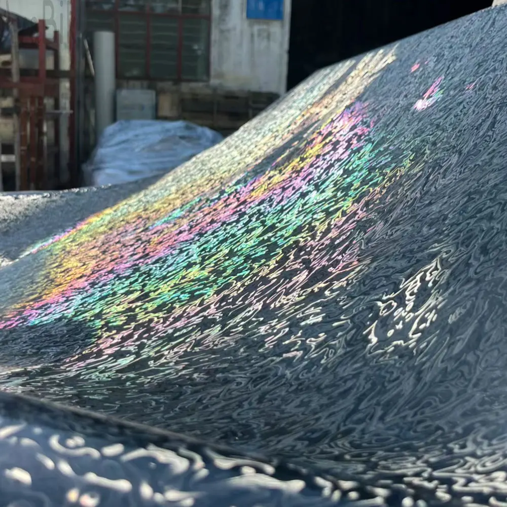 Pegatina de fibra de carbono con textura de fantasma para capó de motor de coche, cubierta de película de vinilo envolvente, tuneado automático, arcoíris