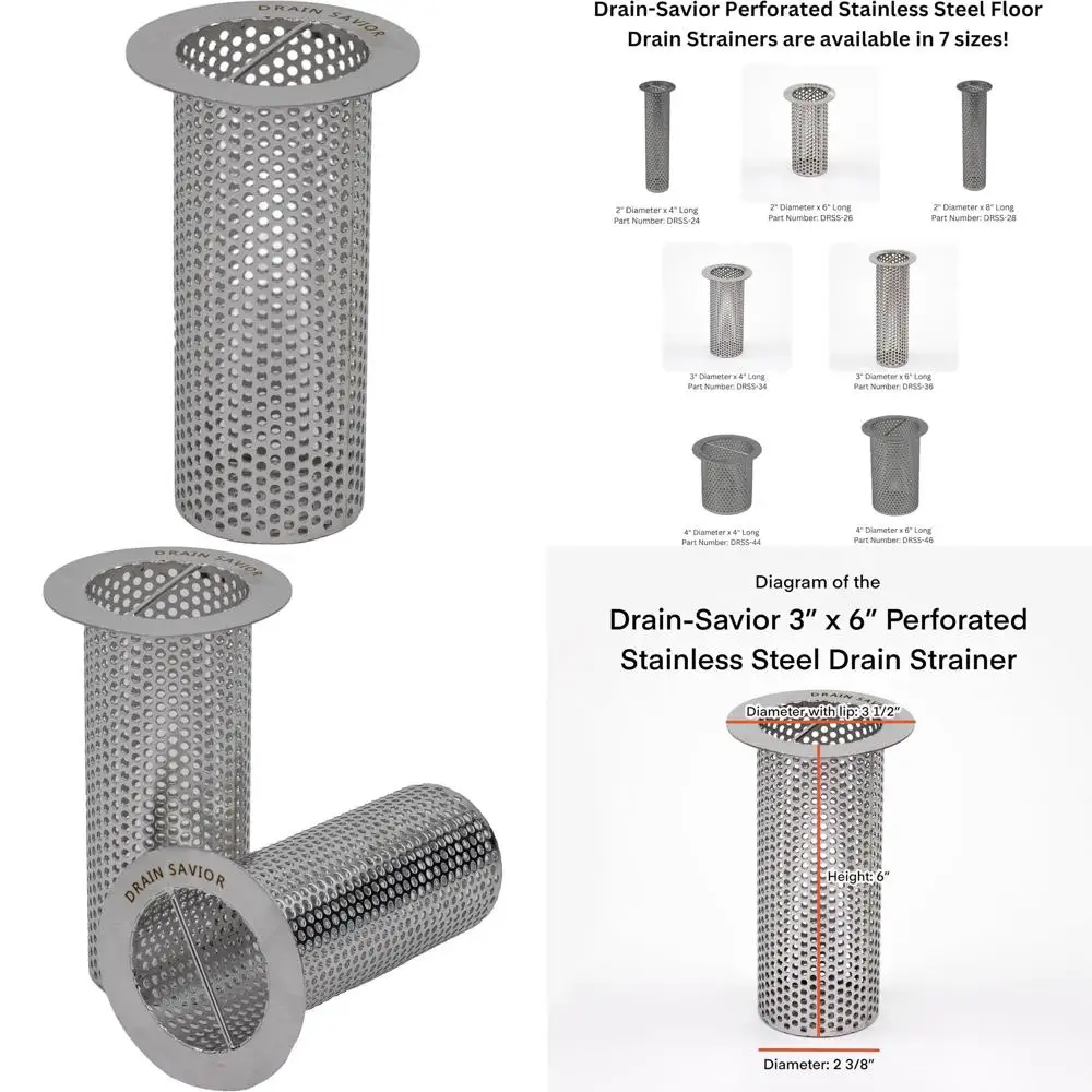 

Промышленный напольный сливной фильтр (сетка) из нержавеющей стали 316, цилиндрический, высота 6 дюймов, для ресторанов, кухонь и фабрик