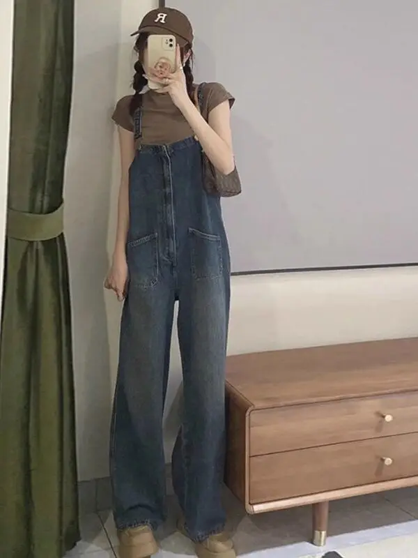 

Slimming Vintage Denim Overalls for Women Spring Autumn New Sle Large Size Faionable plus Size Sister Cute Sister