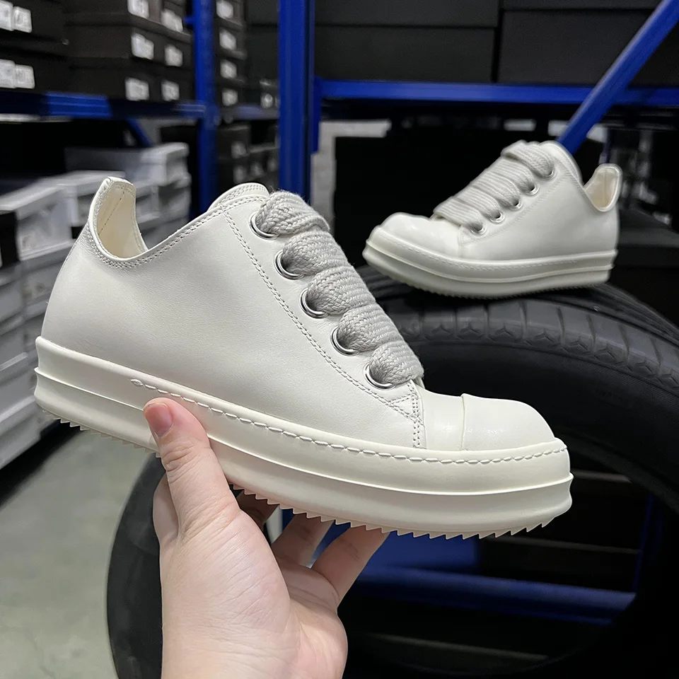 

Повседневная обувь Мужчины Низкий верх Бежевая кожа Толстая подошва Jumbo Lace Up Ro Роскошные дизайнерские кроссовки Женские кроссовки на плоской подошве Большой плюс размер