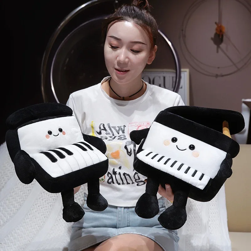 Soft Fluffy Piano Keyboard Plush Doll Cute Cartoon Stuffed Musical Toy For Bag Keychain Home Decor Holiday Gift Ornament