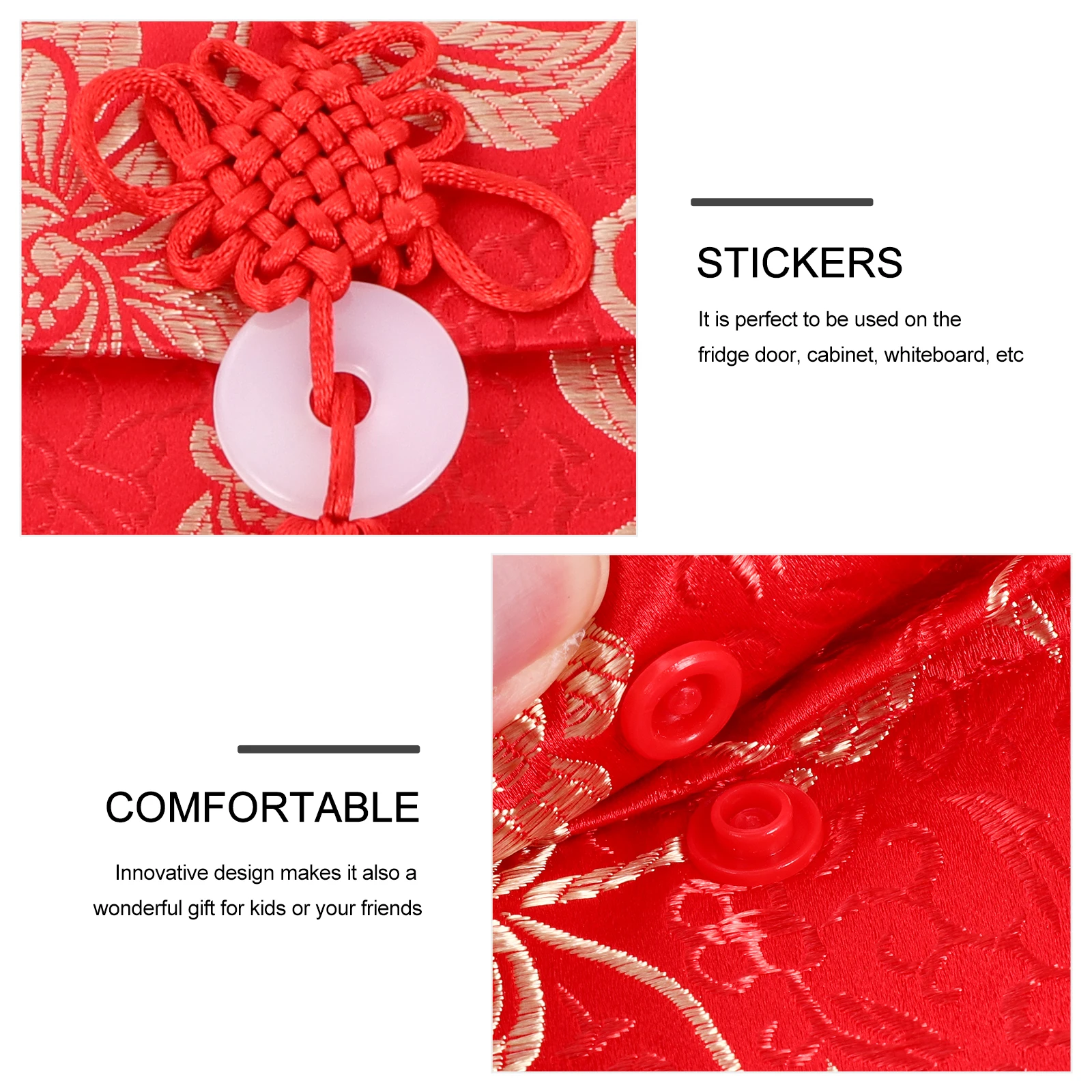 

2Pcs Silk Red Envelope Fabric Money Bag Lucky Pocket Wedding Hongbao Prosperity Embroidery Chinese New Year Gift