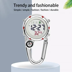 Carabiner Clip Watches Clock Electronic Luminous Multi-function Fob Nurse Watch Men Compasses Display Clocks Gift