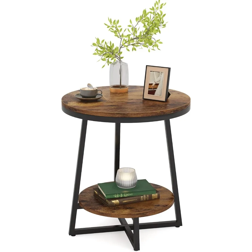 Solid Wood End Table,Industrial Nightstand Bedside Table Coffee Accent Tables for Living Room Bedroom ,Storage End Tables