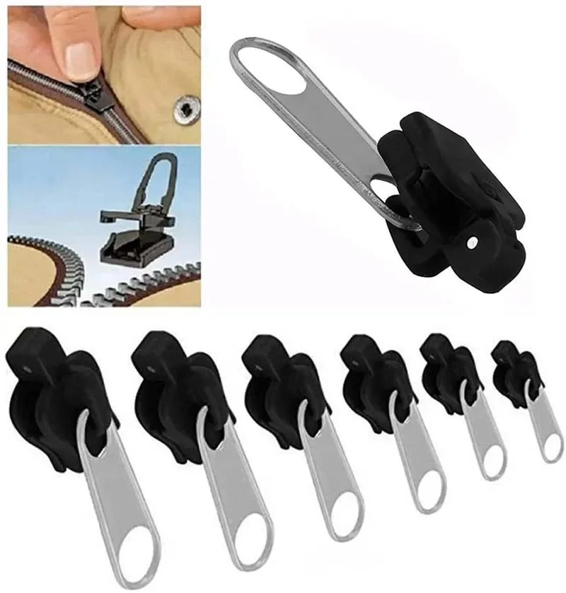 6 قطعة العالمي لحظة الإصلاح سستة طقم تصليح استبدال البريدي المنزلق الأسنان الإنقاذ تصميم السوستة لخياطة الملابس ادوات خياط