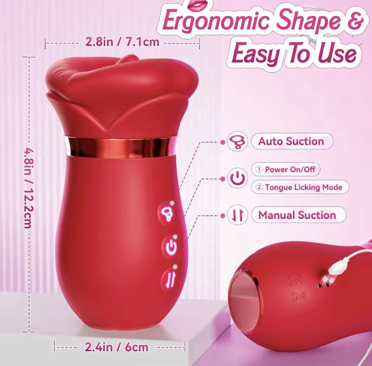 Mouth Sucking Vibrator 10 Tongue Licking Rose Toy Anal Clit Nipple Stimulator Female Couples Sex Toys for Women Adult Sex Games view 4