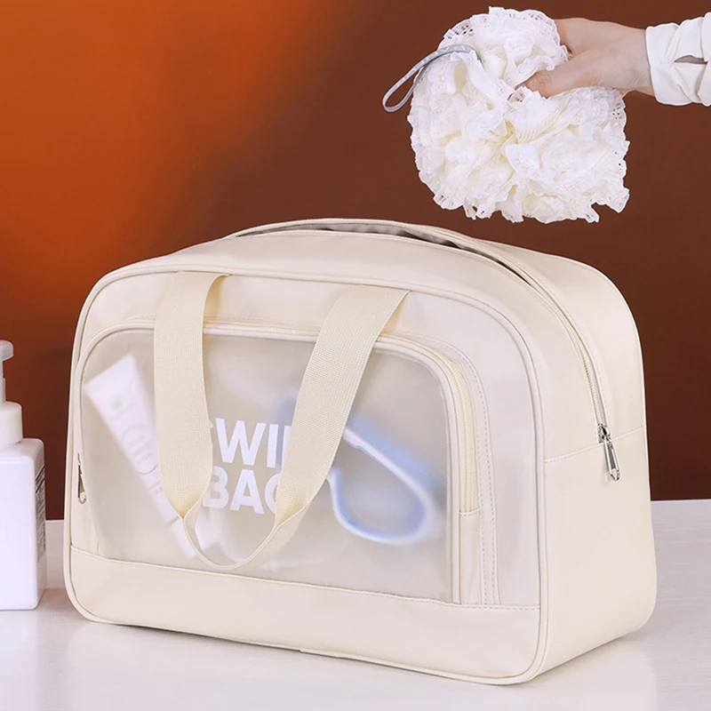 

Beach Tote Bag Dry Wet Double Transparent PVC Makeup Wash Bags Sports Fitness Swimming Portable Storage Handbag Travel Satchel