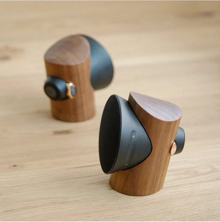 

Desktop Bluetooth Speaker Black Walnut Wooden TWS True Wireless Stereo Sound Device