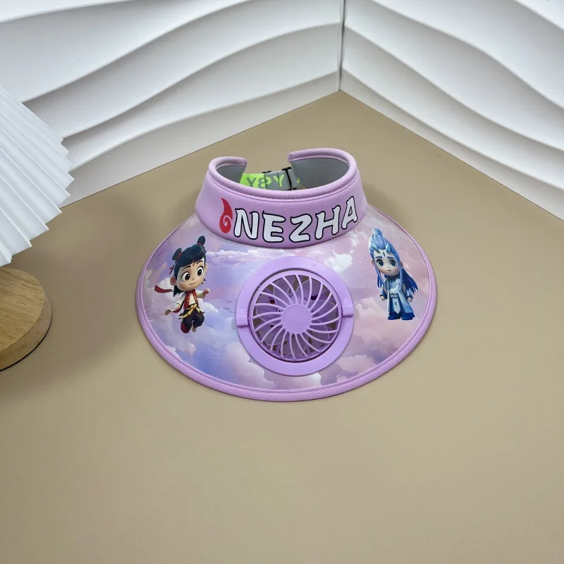 

Summer Childrens Sun Hat USB Charging Fan Hat Cute Cartoon Boy and Girl Big Hat Brim Sun Protection Hat Convenient and Practical
