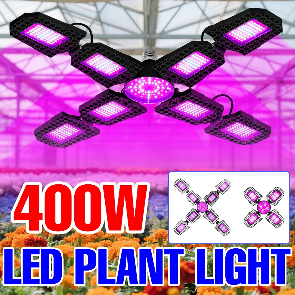 

400W E27 LED Plant Grow Light Full Spectrum Phytolamp Indoor Flower Hydroponics Greenhouse Vegetable Succulent Moss Cultivation