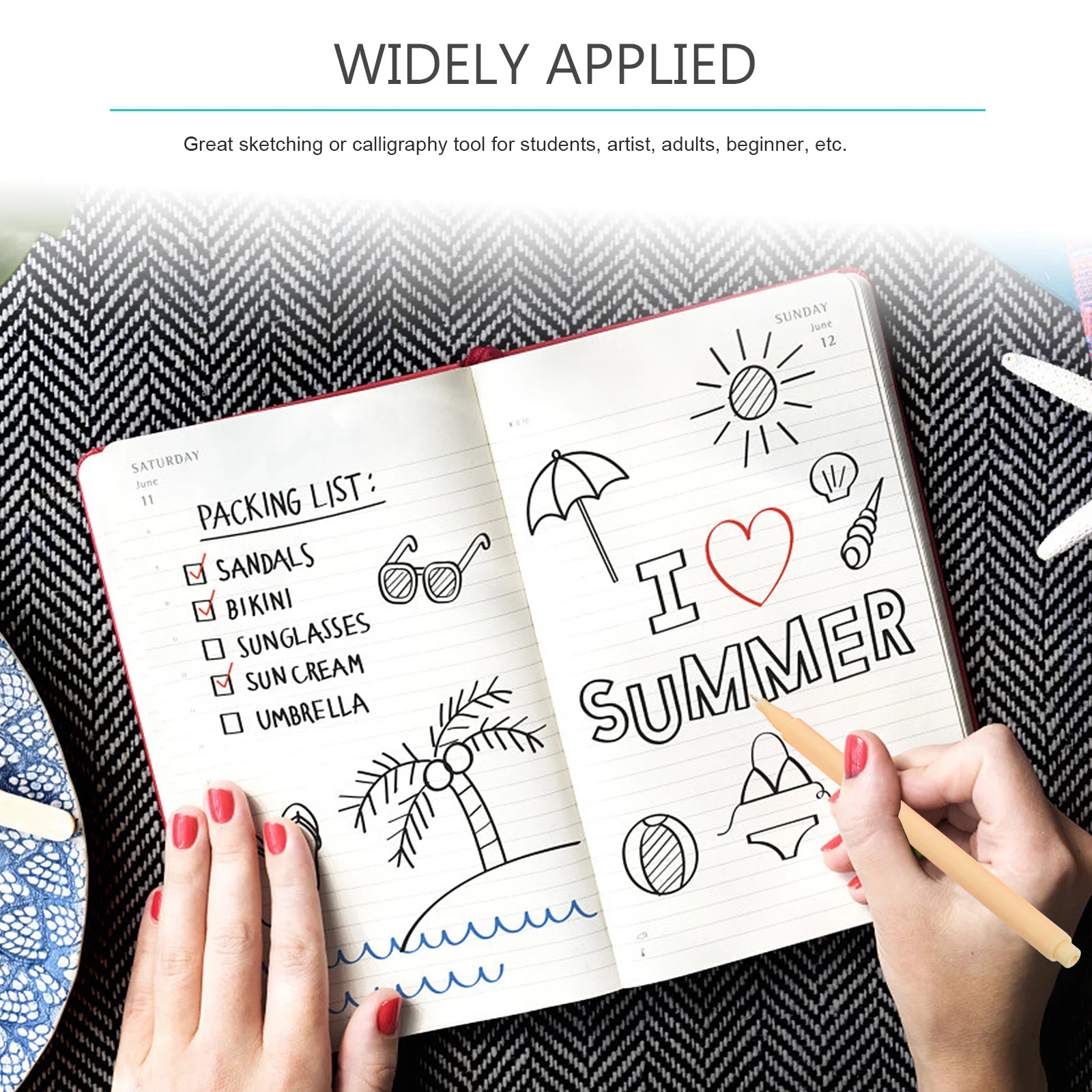 

10pcs Hand Fine Point Colored Pens Doodling Markers For Adult Art Supplies Scrapbook Pens Portable Drawing Tool Pen Set