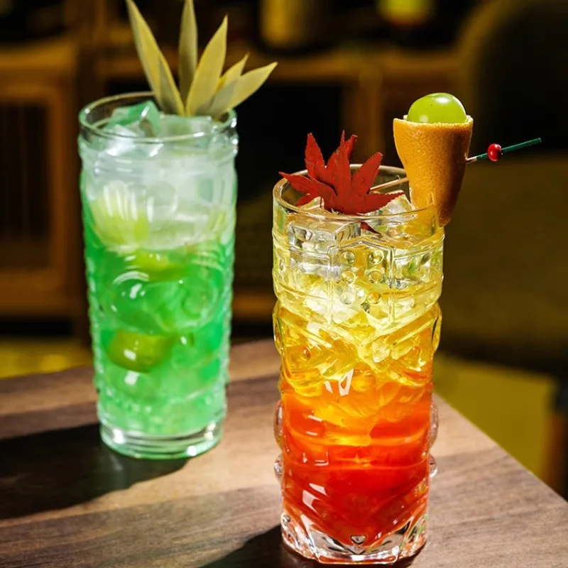 كوب تيكي من الزجاج الكريستالي ، كوب كوكتيل هاواي ، كوب وجه شبح ، كوب ماء إنشاء غوم #5