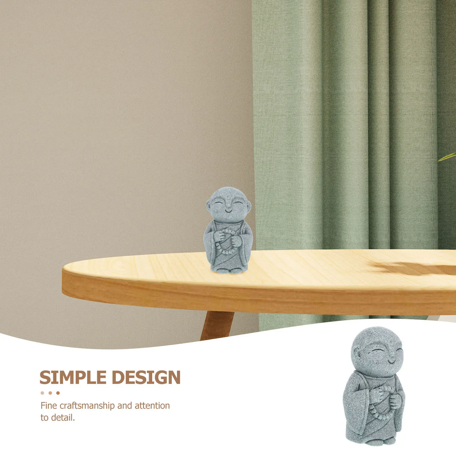 Mini Buddha Statue Indoor Desktop Decor Exquisite Craft Vintage Sandstone Style Garden Home Decor Tabletop Serene Expression