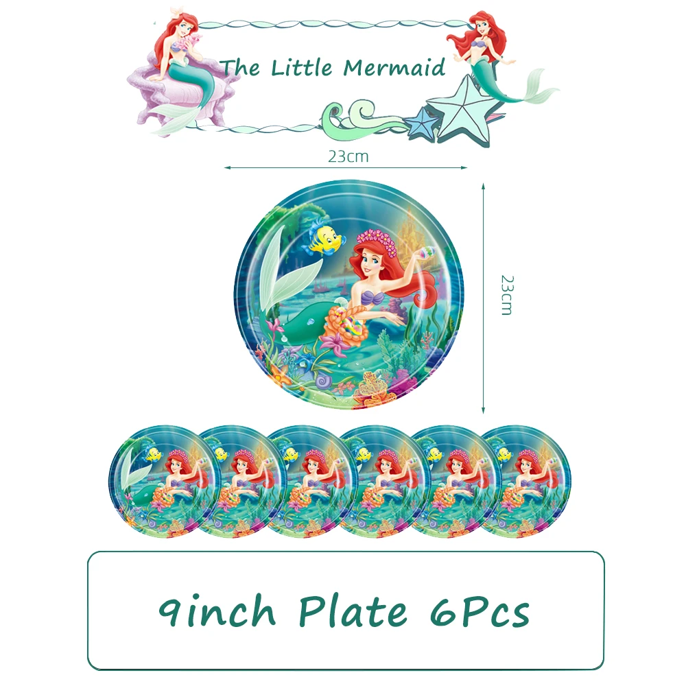 Princess Ariel the Little Mermaid Birthday Party Supplies Children\'s Birthday Party Decoration Girl Family Tableware Accessories