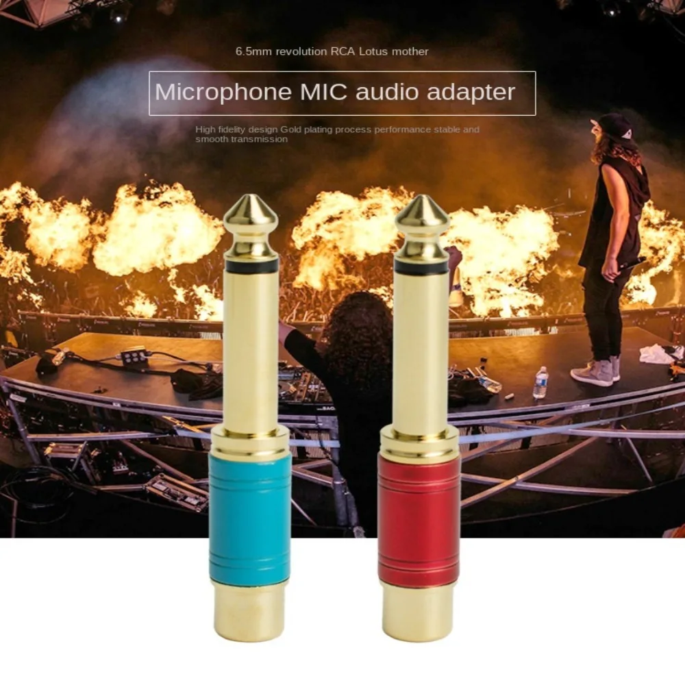 6.35mm Connector 6.35mm Mono 6.35mm RCA Jack Copper Red Blue Audio Connector Speaker Adapter for Computer Sound Mixer