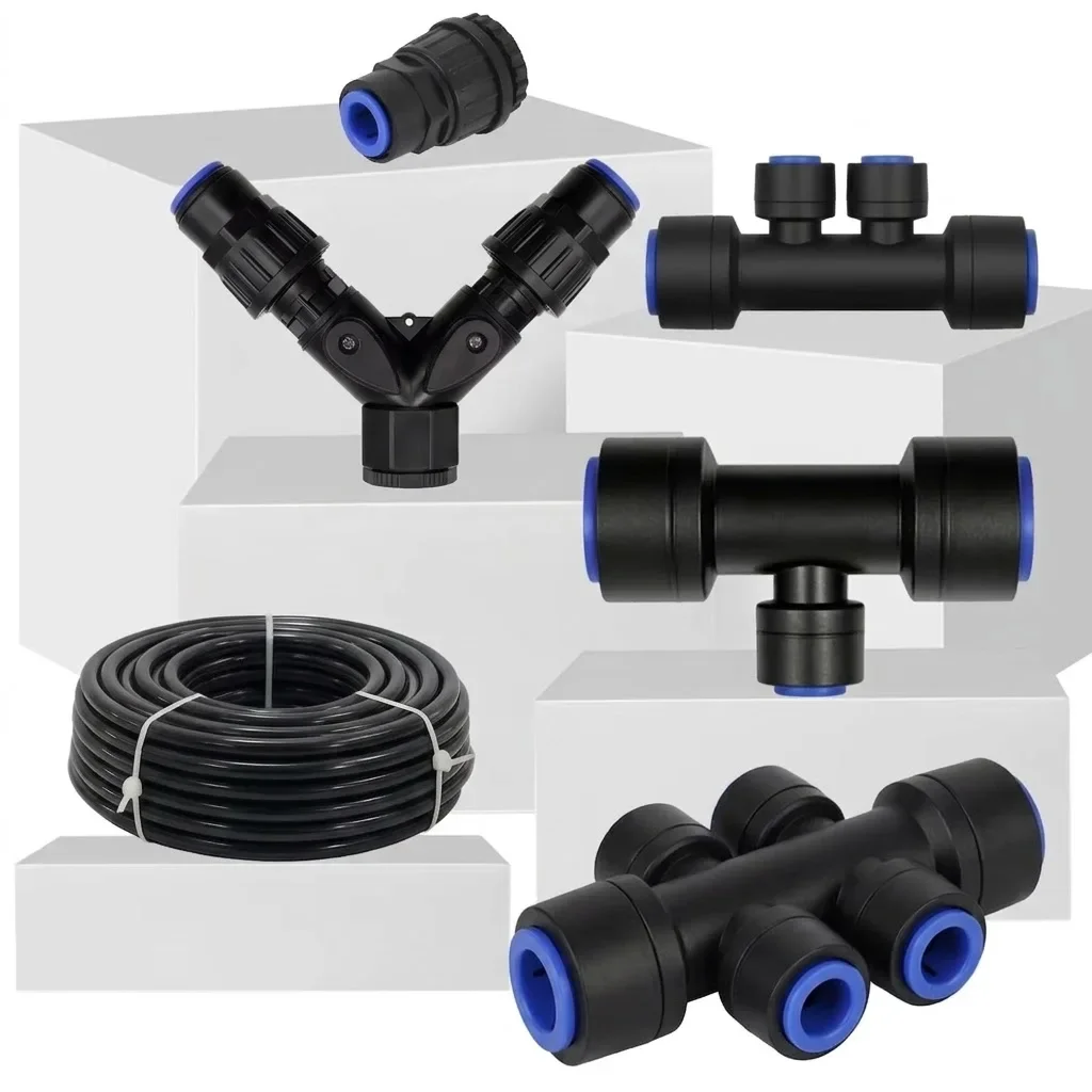 3/8 Inch OD 12mm PE Hose Irrigation Watering Fitting with 12 to 6mm Quick Connector Joints Tee Tap Ball Valve Adapter for Garden