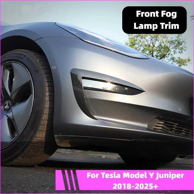 

Для Tesla Model Y Juniper 2018-2025+ Передний бампер Противотуманная фара Ветровой нож Спойлер 1 пара Автомобильная противотуманная фара Накладка противотуманной фары Брова
