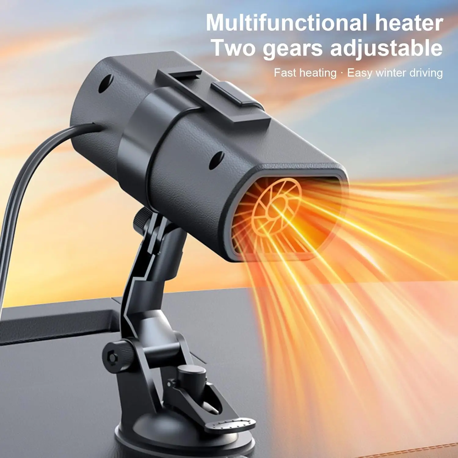 12 فولت سخان سيارة تذويب جهاز إزالة الضباب المحمولة الزجاج الأمامي دفئا مروحة مزدوجة للمركبة الاتحاد الأوروبي التوصيل الشتاء القيادة الملحقات #1