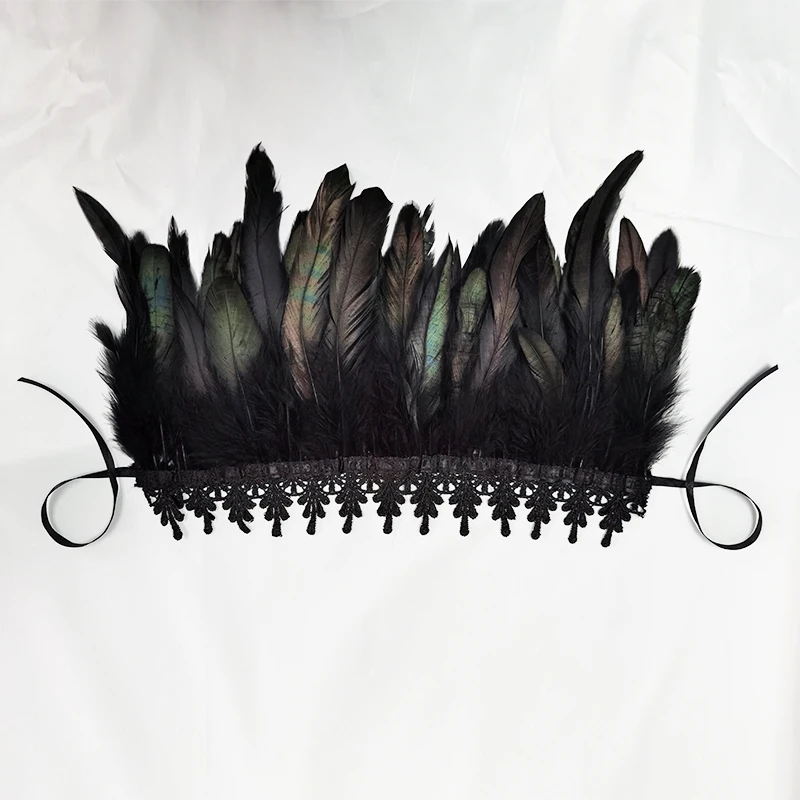 Victoriaanse Kant Veer Nep Kraag En Pols Manchetten Set Gothic Feather Choker Hals Wrap Kraag Veer Handschoenen Cosplay Party Props