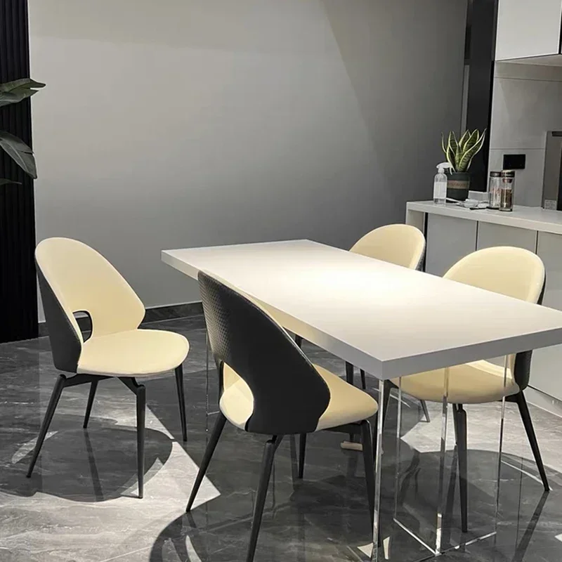 Luxe design eettafel Japanse witte industriële moderne eettafel Rechthoek Minimalistisch Esstisch Woonkamermeubilair