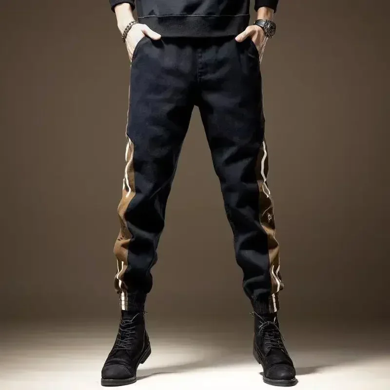 

Male Trousers Outdoor Stacked Autumn Men's Cargo Pants Slim Work Wear Hiking Vintage Designer Emo Regular Fit Spandex Fashion