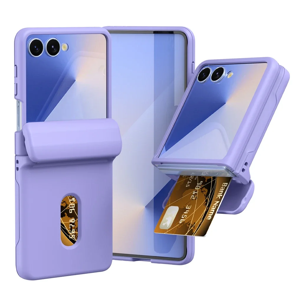 Fashion Candy Einfarbige Handyhülle für Samsung Galaxy Z Flip 7 6 5 4 3 5G Kartensteckplatz Scharnier Komplettpaket Anti-Drop-Schutzhülle – Detail 13