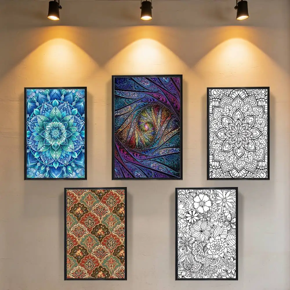 

Symmetrical Art Mandala Poster Trendy Wall Art For Coffee Office Bar Decoration Best Gift Good Sticker Printed On PP Paper