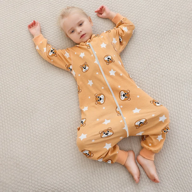 MICHLEY Berar Cotton Sleeping Bag Baby Sack Cartoon Sleepsack Pajamas Long Sleeve Sleepwear Jumpsuit For Girl Boy Children 6M-6T