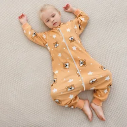 MICHLEY Berar Cotton Sleeping Bag Baby Sack Cartoon Sleepsack Pajamas Long Sleeve Sleepwear Jumpsuit For Girl Boy Children 6M-6T