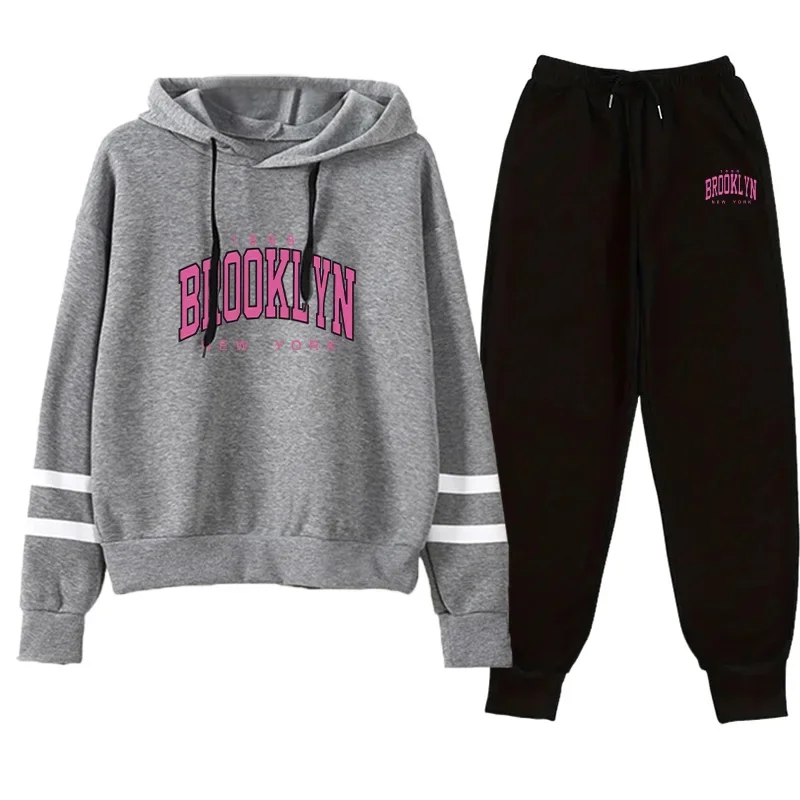 Quality Striped Print 2026 Spring Hot Sales Women's Tracksuit Hoodies Comfort Casual Daily Outdoor Jogging Fashion Two-piece Set