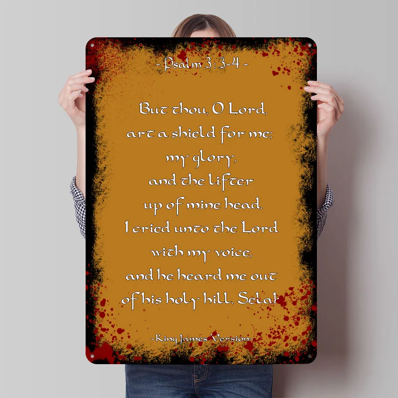 PSALM 3 BIBLE VERSES Tinplate Poster Customized Wall Art Vintage Metal Signs Retro Tin Plaque for Bedroom Decoration Gaming Home