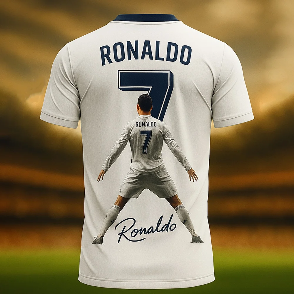 أحدث تي شيرت كرة القدم مطبوع ثلاثي الأبعاد لعام 2026، رقم جيرسي لكرة القدم. 7، قميص رياضي مسامي وسريع الجفاف، جاهز للمعجبين #1